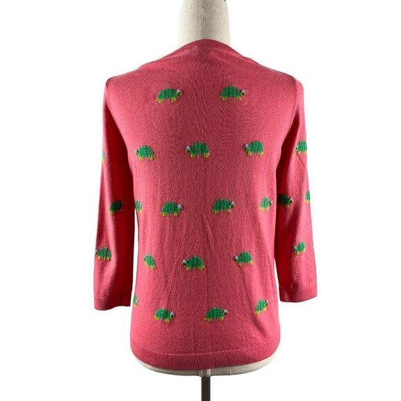 Talbots Novelty Beaded Turtle Sweater Women’s Petite Medium Coral Pink Preppy - Picture 5 of 7